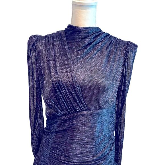 Sabina Musayev Metallic Blue Brenda Mini Dress Size Large - Picture 7 of 10